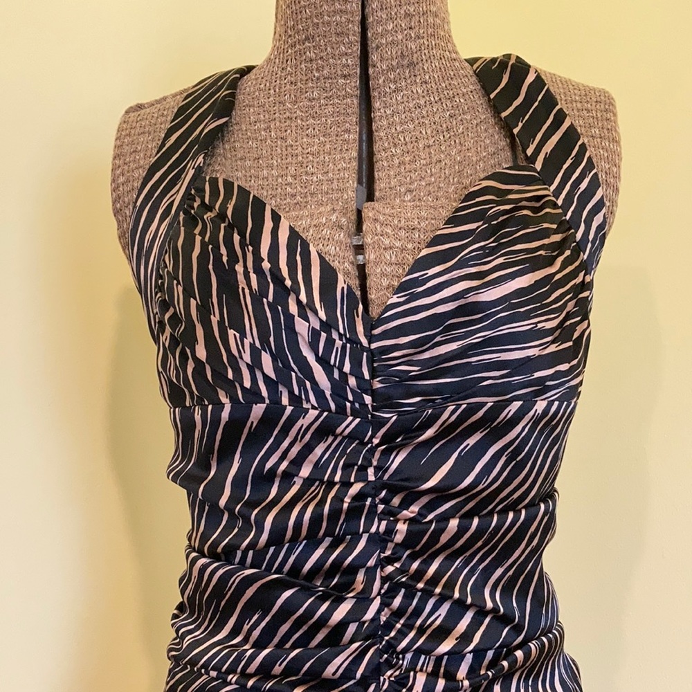 Betsey Johnson Silk Ruched Halter Sheath Dress